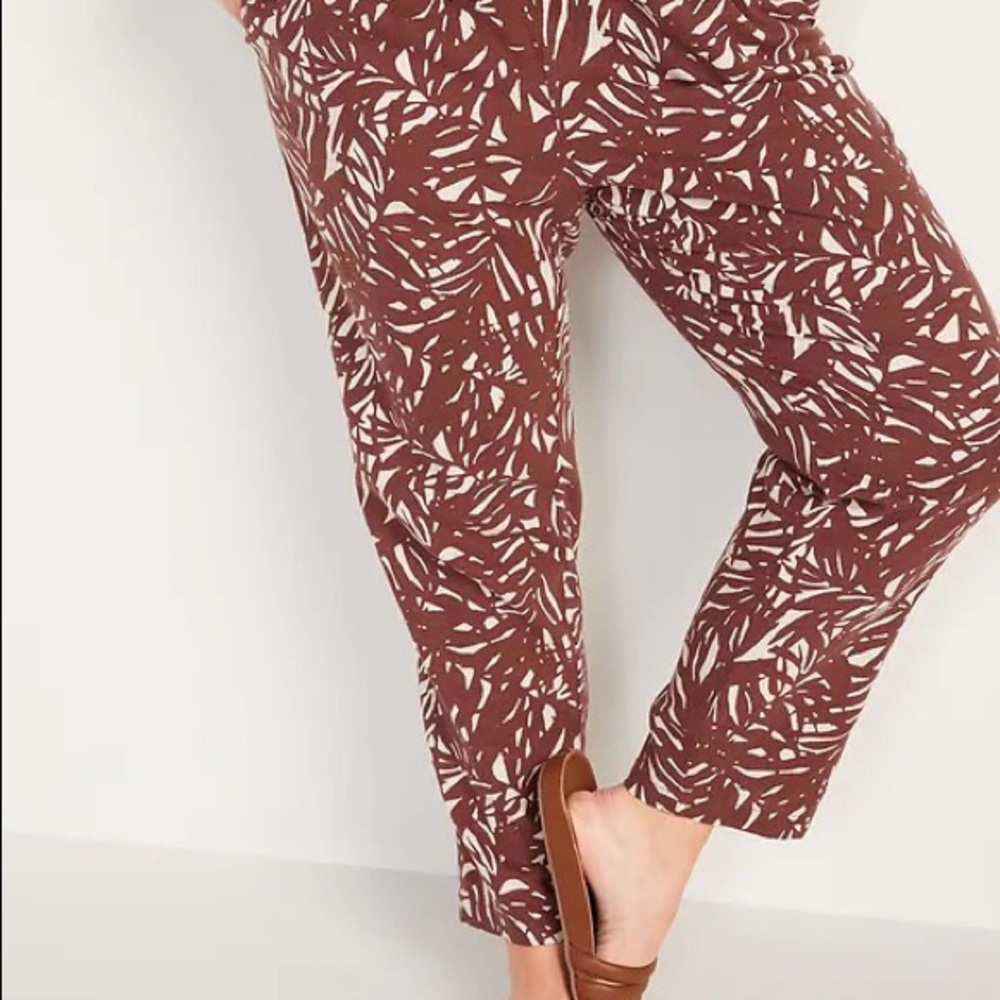 NWT: High-Waisted Printed Linen-Blend Pants